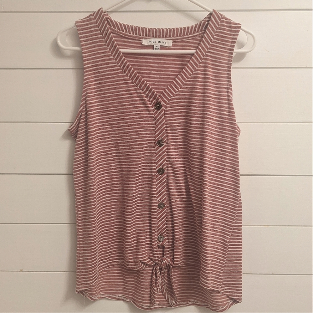 Rose + Olive button tank